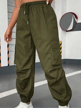 Army Green Cargo Jogger Pants for Women